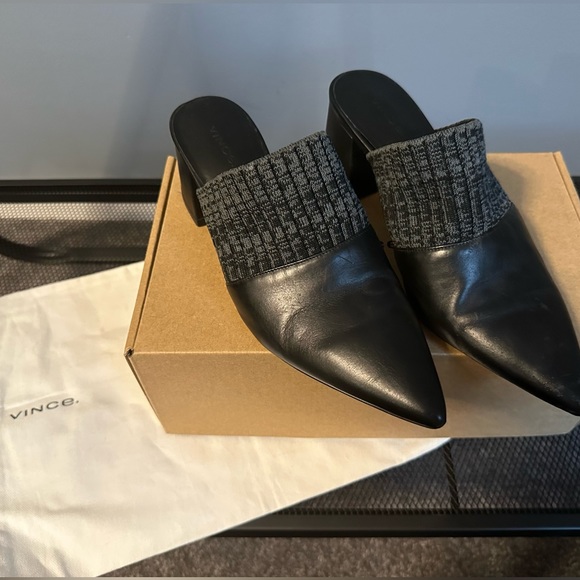 Vince Shoes - Vince Raven mules, black and grey - Women’s 8.5
